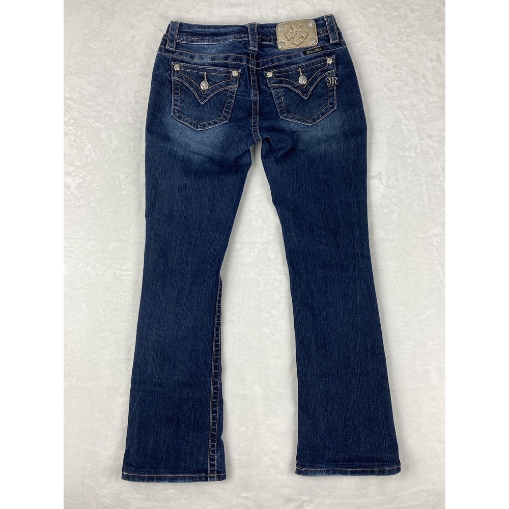 Miss Me Jeans Womens Dark‎ Wash Bootcut Embellished Pockets Denim Size 27